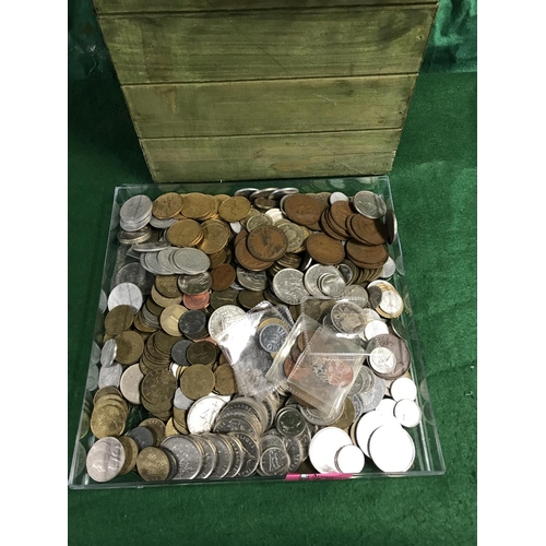 47 - BOX OF APPROX 200 FOREIGN COINS