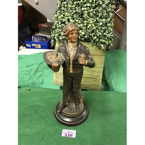 330 - PAINTED EARLY SPELTER FIGURE - 29CMS H