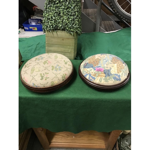 331 - 2 X VINTAGE TAPESTRY TOPPED FOOT STOOLS