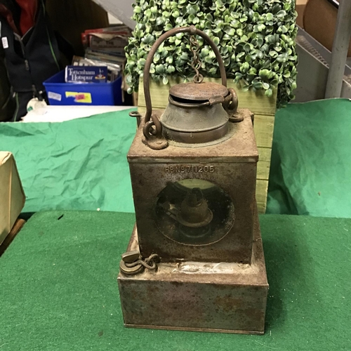 333 - EARLY RAILWAY LAMP FROM BROXBOURNE RAILWAY STATION IN HERTFORDSHIRE BY LAMP MANUFACTURING CO