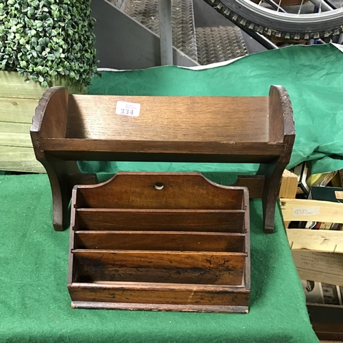 334 - WOODEN VINTAGE BOOK REST & LETTER RACK