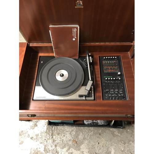 342 - LOVELY VINTAGE GARRARD RADIOGRAM WITH GARRARD SP25 DECK MARK 1V DYNOTRON 74 RADIO IN A FEATHERED MAH... 