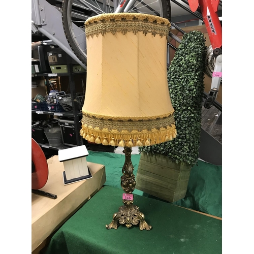 346 - LOVELY LAMP WITH DECORATIVE BRASS BASE -40CMS H -  ELECTRICAL ITEMS SHOULD BE CHECKED BY A QUALIFIED... 