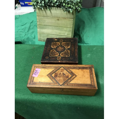 352 - 2 X DECORATIVE WOODEN BOXES WITH INLAY