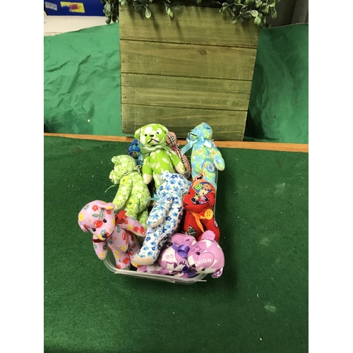 364 - 10 X ASSORTED SMALL TEDDY BEARS - CAN BE USED AS KEY RINGS