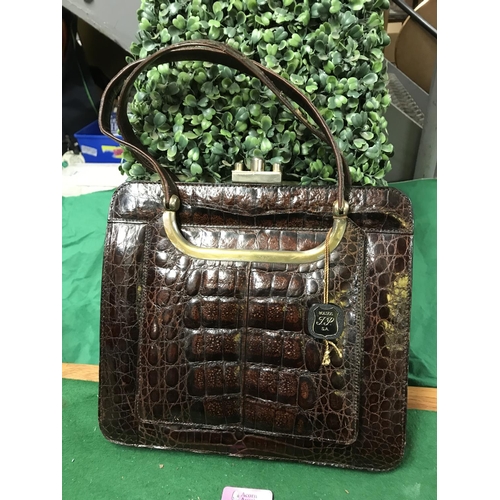 368 - 2 X BEAUTIFUL VINTAGE LADIES CROCODILE HANDBAGS