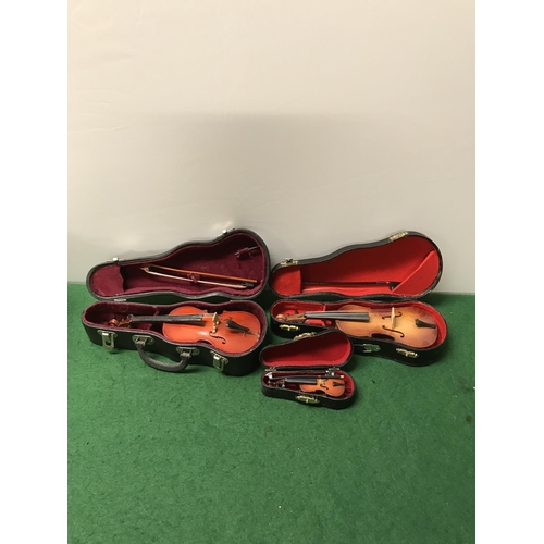 108 - 3 X MINITURE CASED VIOLINS