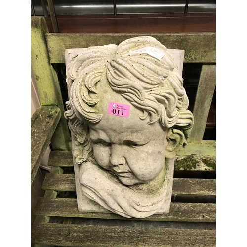 11 - LARGE BEAUTIFUL DECORATIVE GARDEN CHERUB HEAD