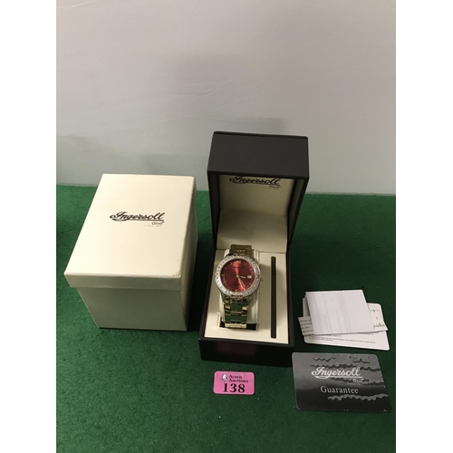 138 - LOVELY BOXED INGERSOLL UNISEX WRIST WATCH - WATCHES & CLOCKS ARE NOT TESTED