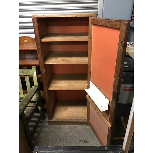 20 - LOVELY VINTAGE SCHOOL CLASSROOM CUPBOARD WITH CHALK BOARD TO FRONT - 140CMS X 60CMS X46 CMS - SIGNS ... 