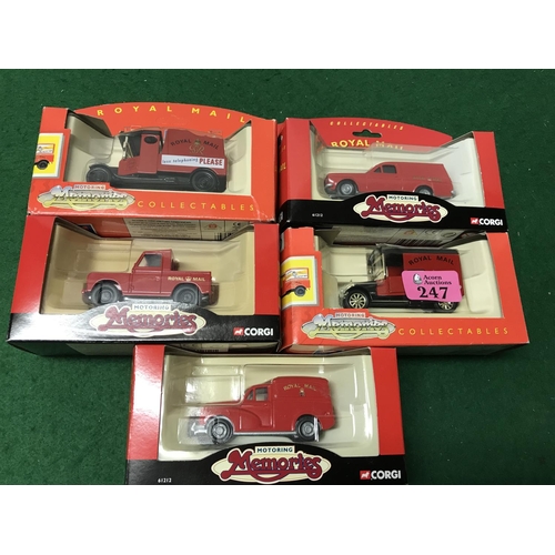 247 - 5 X BOXED CORGI ROYAL MAIL VEHICLES