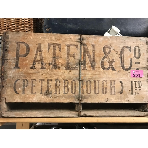 253 - VINTAGE WOODEN ADVERTISING CRATE 