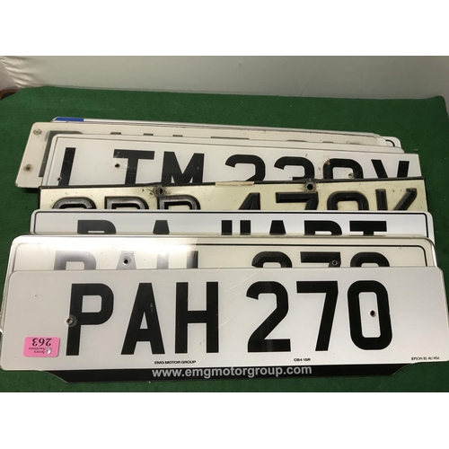 263 - 12 X CAR NUMBER PLATES - GOOD FOR A MAN CAVE OR GARAGE