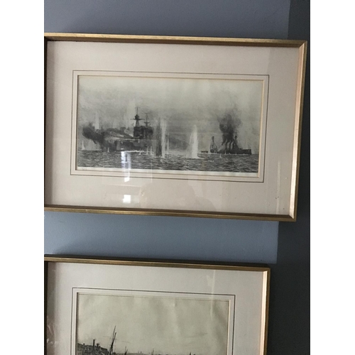 37 - 3 X FRAMED & GLAZED ORIGINAL MARITIME ETCHINGS ALL SIGNED BY BY ARTIST W.L. WYLLIE - 60CMS X 40CMS ,... 