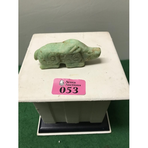 53 - LOVELY HARDSTONE CARVING OF A BOAR - MEASURES 9CMS