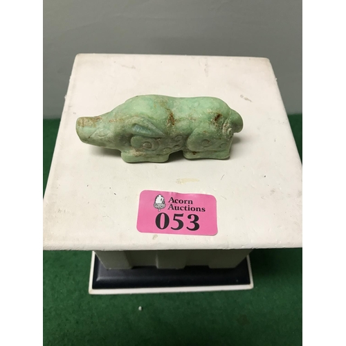 53 - LOVELY HARDSTONE CARVING OF A BOAR - MEASURES 9CMS