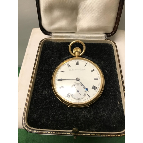 66 - BEAUTIFUL 18CT GOLD OPEN FACE POCKET WATCH BY 