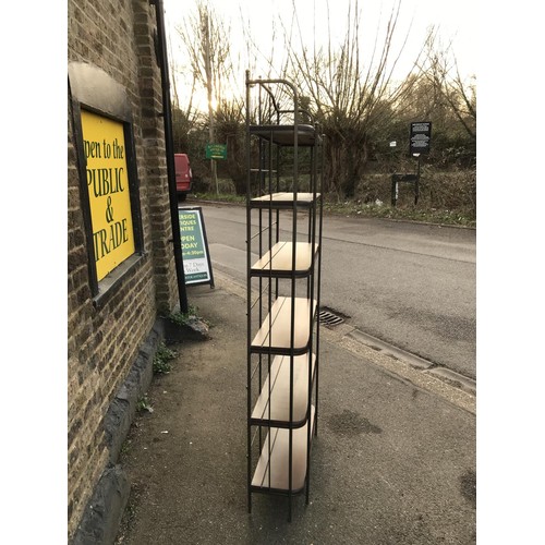 33 - WOOD AND METAL OPEN 6 SHELF UNIT - 180CMS H X 30CMS D X 70CMS W - COLLECTION ONLY OR ARRANGE OWN COU... 