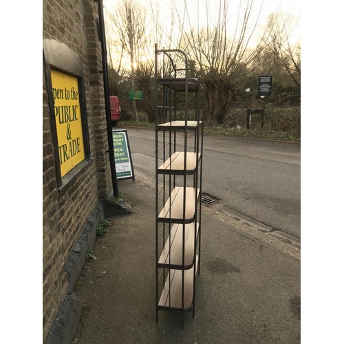 33 - WOOD AND METAL OPEN 6 SHELF UNIT - 180CMS H X 30CMS D X 70CMS W - COLLECTION ONLY OR ARRANGE OWN COU... 