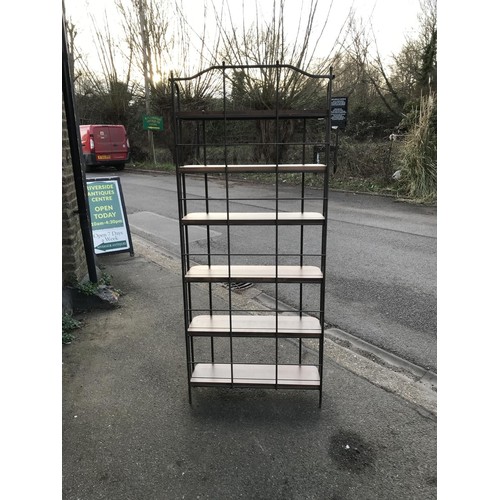 33 - WOOD AND METAL OPEN 6 SHELF UNIT - 180CMS H X 30CMS D X 70CMS W - COLLECTION ONLY OR ARRANGE OWN COU... 