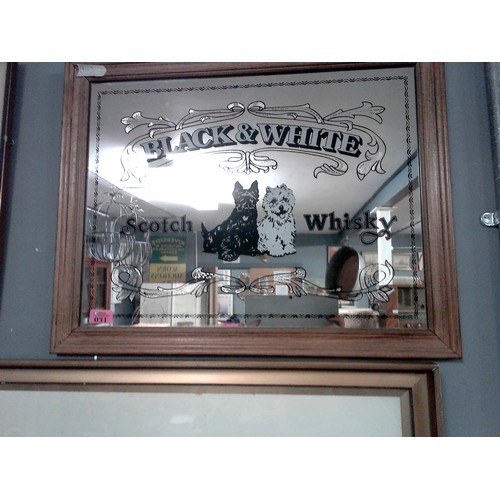 31 - BLACK & WHITE ADVERTISING PUB MIRROR - 65CMS X 30CMS - COLLECTION ONLYOR ARRANGE OWN COURIER