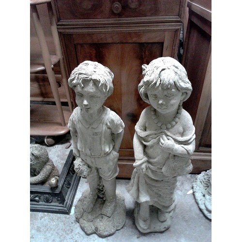 11 - BOY AND GIRL GARDEN STATUES - 60CMS H - COLLECTION ONLY OR ARRANGE OWN COURIER