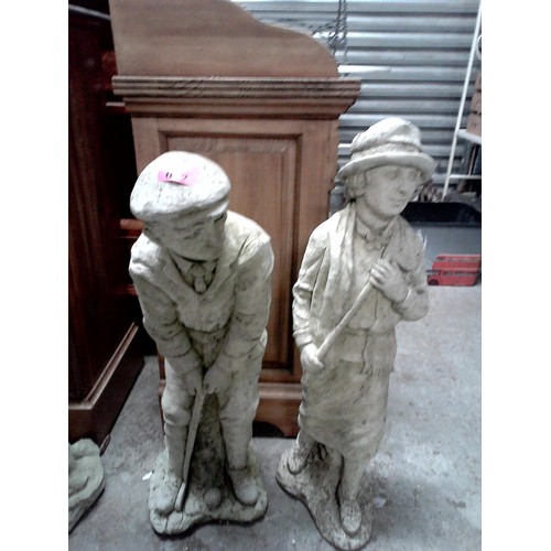 12 - 2 X GARDEN GOLFING STATUES - 60CMS H - COLLECTION ONLY OR ARRANGE OWN COURIER