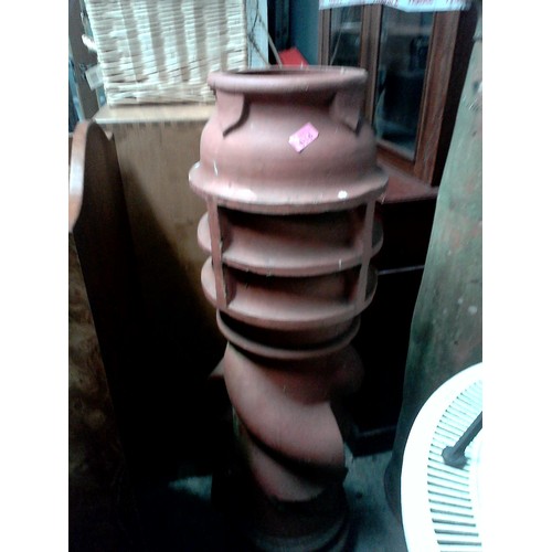 14 - VICTORIAN TERRACOTTA CHIMNEY POT SPIRAVENT - 120CMS H - COLLECTION ONLY OR ARRANGE OWN COURIER