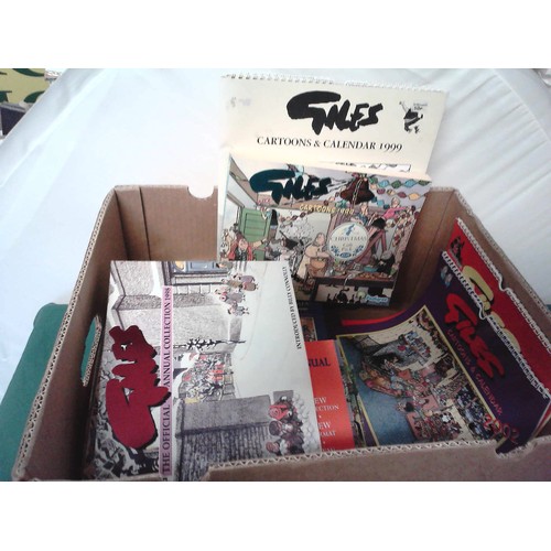 26 - BOX OF VARIOUS GILES BOOKS INC CALENDARS - DATING FROM 1990S TO 2000S