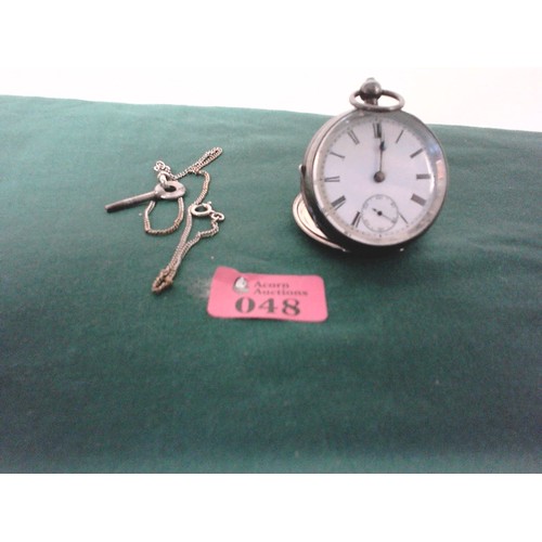 48 - VINTAGE SILVER POCKET WATCH BY DENNISON WATCH CASE CO LTD - SWISS MADE - WITH KEY - WATCHES & CLOCKS... 