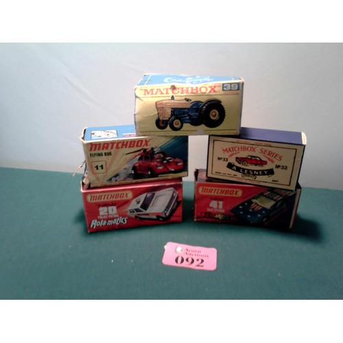 92 - 5 X VINTAGE BOXED MATCHBOX DIECAST CARS