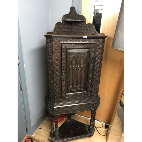 543 - VERY EARLY HIGHLY CARVED CORNER CABINET - 180CMS H X 70CMS W X 40CMS D - COLLECTION ONLY OR ARRANGE ... 