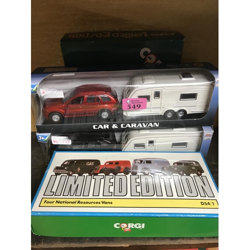 549 - 2 X BOXED CORGI LTD ED SETS & 2 X CAR & CARAVAN SETS