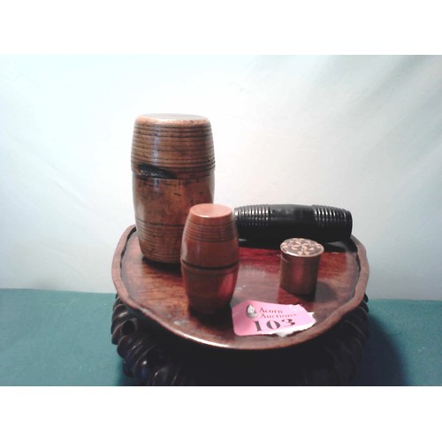 103 - 4 X VINTAGE WOODEN TREEN LIDDED BOXES