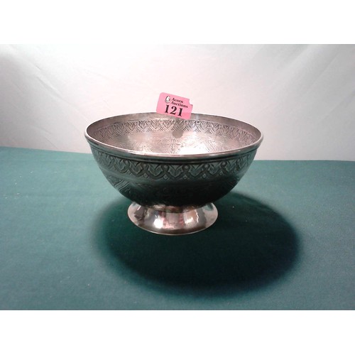 121 - BEAUTIFUL DECORATIVE BOWL - TESTED 925 SILVER - 14CMS D X 8CMS H - WEIGHT 205GRMS