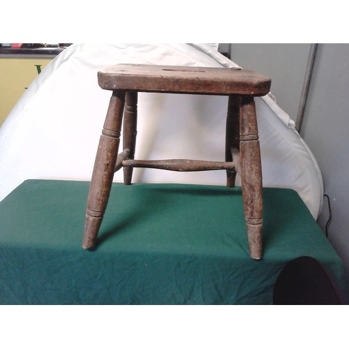 37 - EARLY WOODEN STOOL - 42CMS H