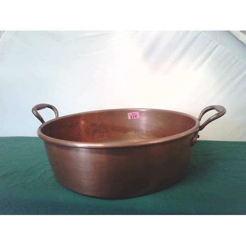 279 - LARGE COPPER PRESERVE PAN & 2 X OTHERS