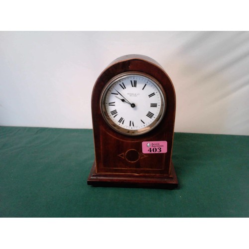 403 - RIDDLES OF BELFAST MANTLE CLOCK - WITH KEY - BACK MISSING - SEE PHOTO - CLOCKS AND WATCHES ARE NOT T... 