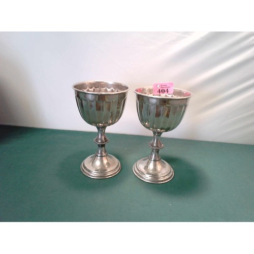 404 - PAIR OF PLATED CHALISES STANDING 17CMS