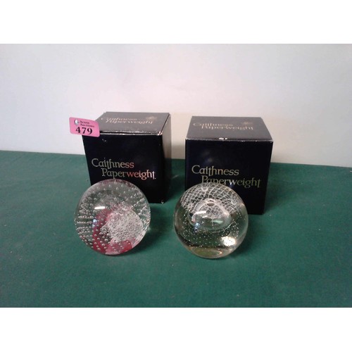 479 - 2 X BOXED CAITHNESS GLASS PAPERWEIGHTS