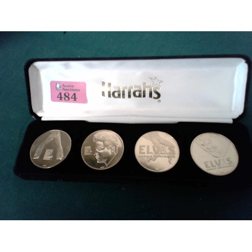 484 - CASE OF 4 HARRAHS ELVIS COMMEMORATIVE COINS