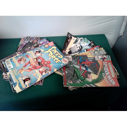 500 - BOX OF DC & MARVEL COMICS - APPROX 50 - INC SPIDERMAN, SILVER SURFER ETC, ETC