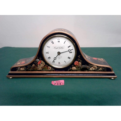 BEAUTIFUL KNIGHT & GIBBINS BLUE LACQUERED ORIENTAL STYLE MANTLE CLOCK