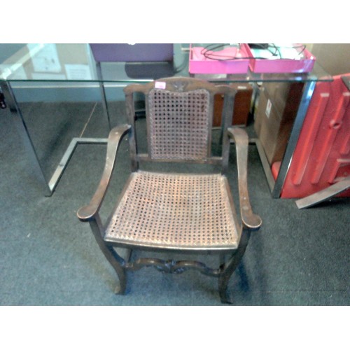 780C - LOVELY SMALL CHAIR WITH RATTAN BACK & SEAT - 80CMS H