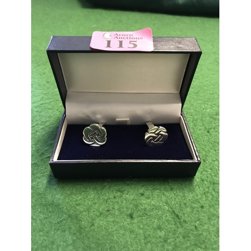 115 - PAIR OF VINTAGE BOXED SILVER HALLMARKED CUFFLINKS - 12.6GRMS