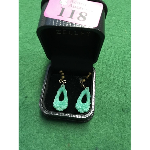118 - PAIR OF PRETTY JADE EARINGS - BOX FOR DISPLAY ONLY