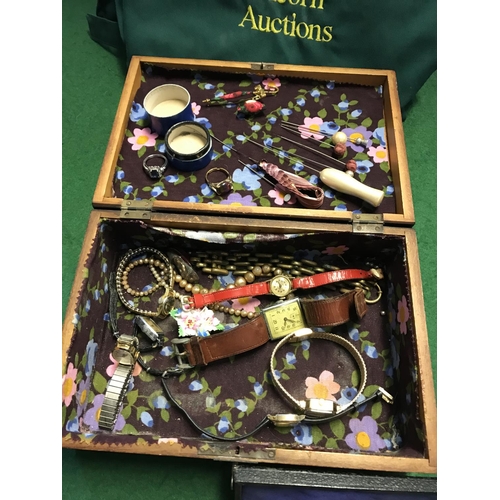 123 - VINTAGE JEWELLERY BOX WITH CONTENTS