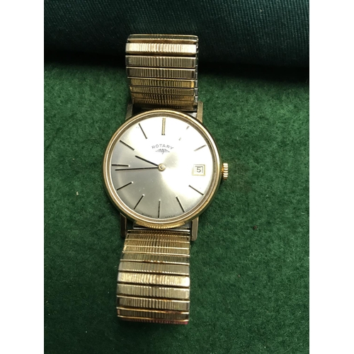 137 - LOVELY 9CT GOLD GENTS ROTARY WRIST WATCH WITH BRACELET STRAP - WATCHES & CLOCKS ARE NOT TESTED