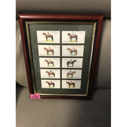 150 - FRAMED & GLAZED JOHN PLAYER CIGARETTE CARDS - DERBY & GRAND NATIONAL WINNERS - 24CMS X 30CMS