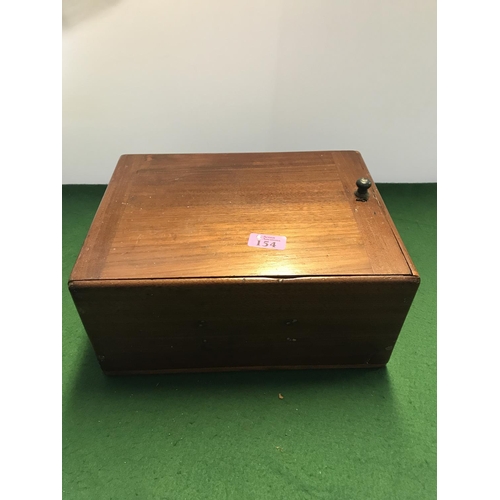 154 - NICE VINTAGE WOODEN SMALL SEWING MACHINE BOX - 26CMS X 33CMS